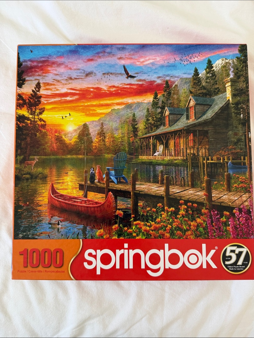Springbok Scenic Lake Cabin Evening Sunset 1000-Piece Puzzle